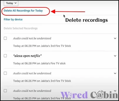 Delete recordings
