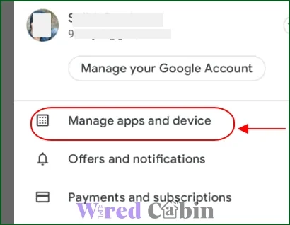 tap on the Manage apps and device